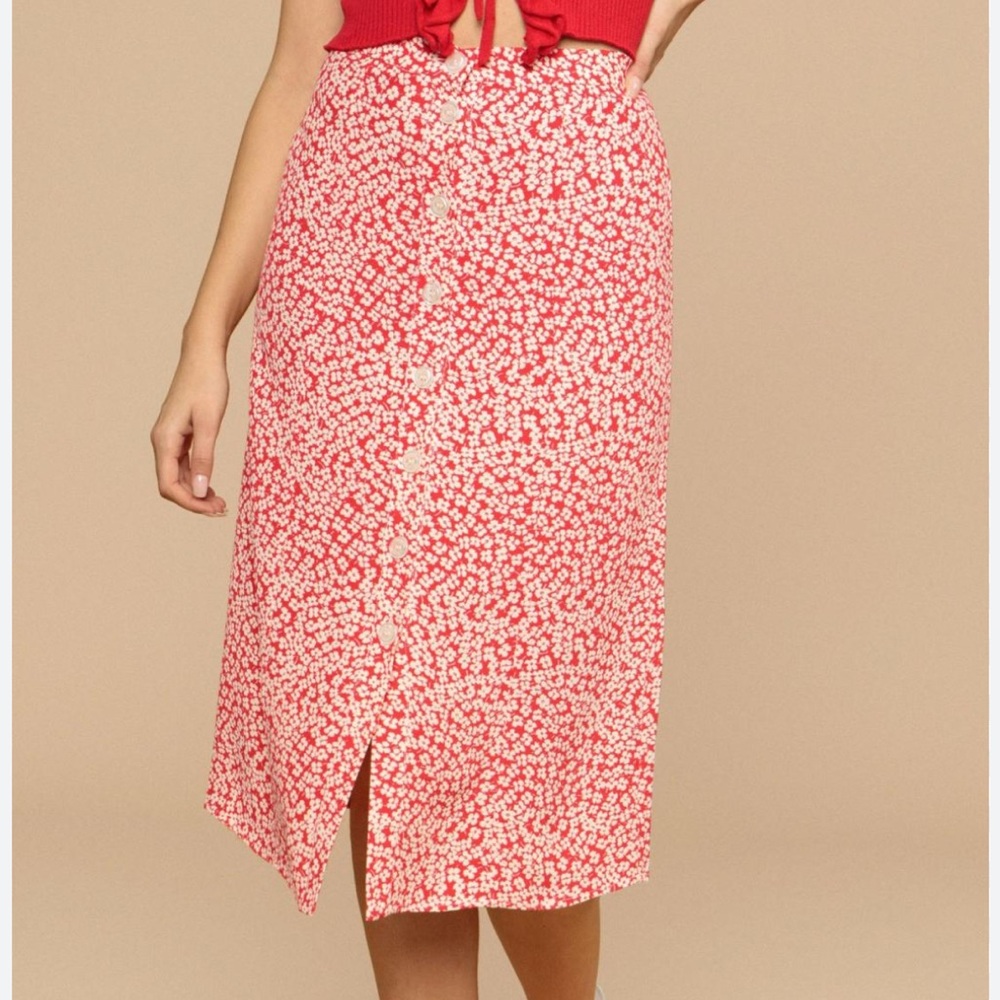 Rouje Eliot Red and White Wrap Skirt midi skirt